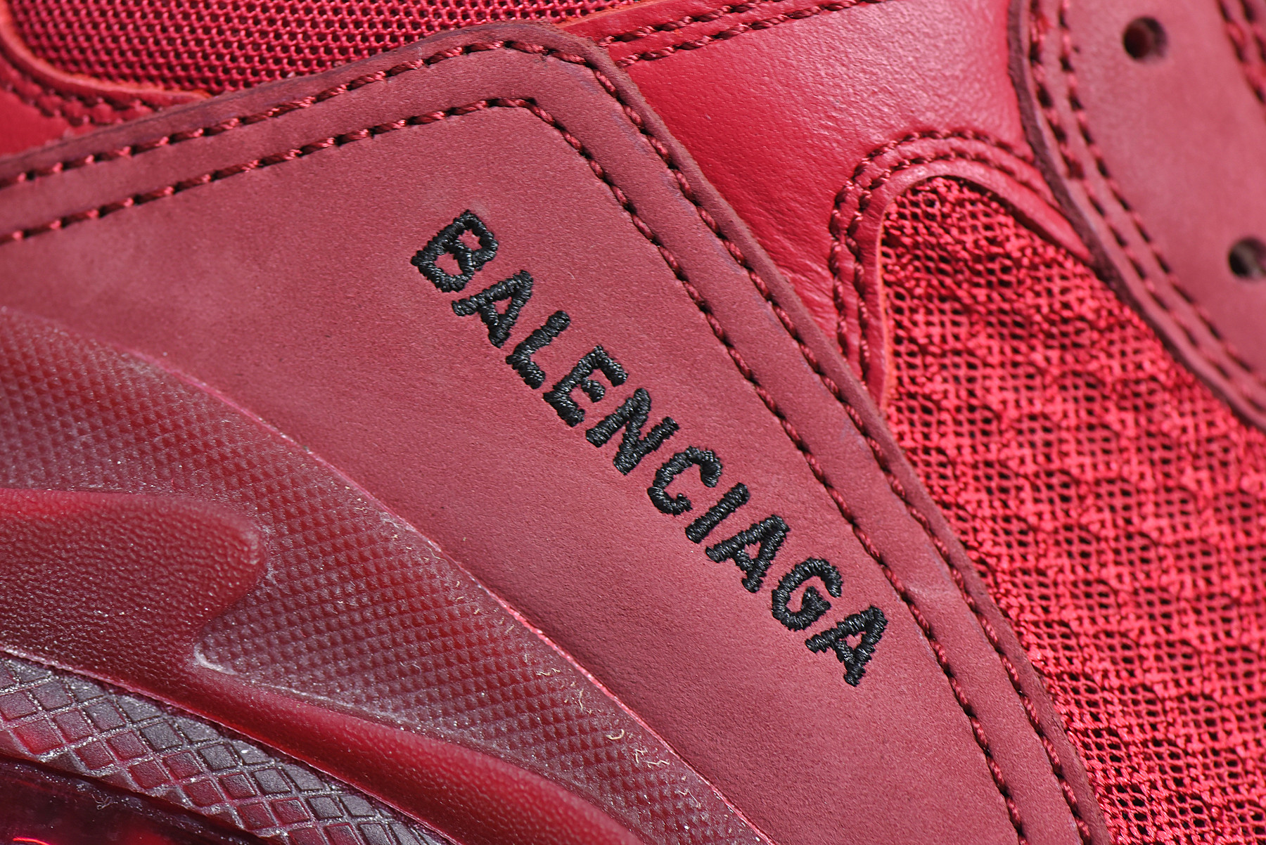 Balenciaga Triple S Clear Sole Burgundy Red