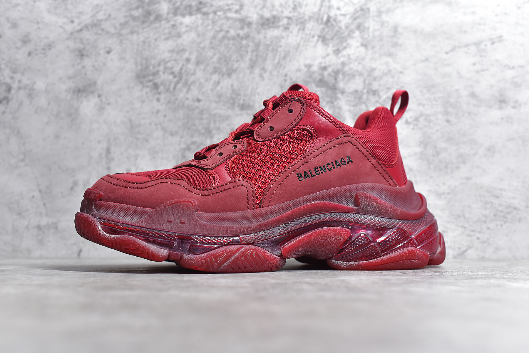 Balenciaga Triple S Clear Sole Burgundy Red