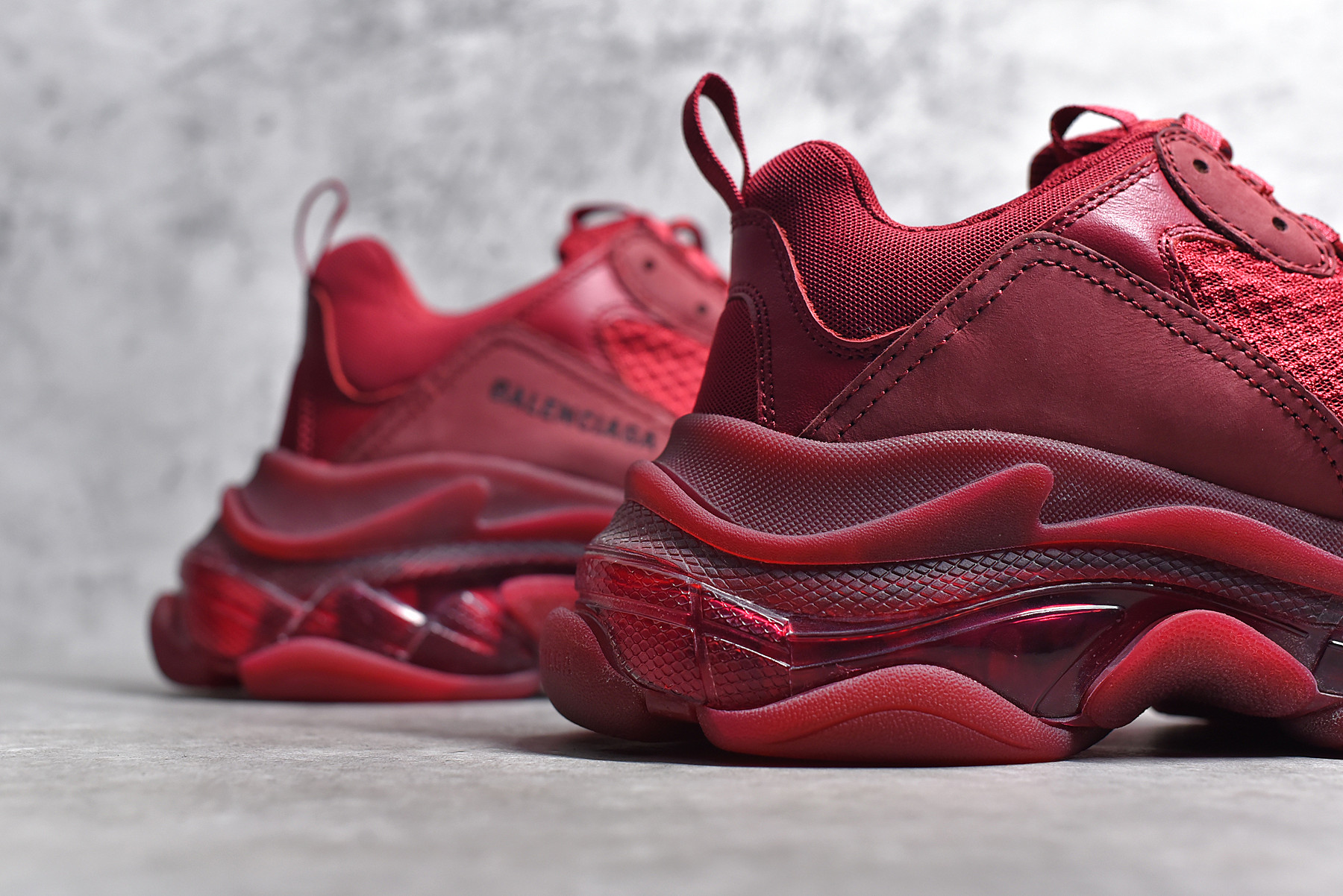 Balenciaga Triple S Clear Sole Burgundy Red