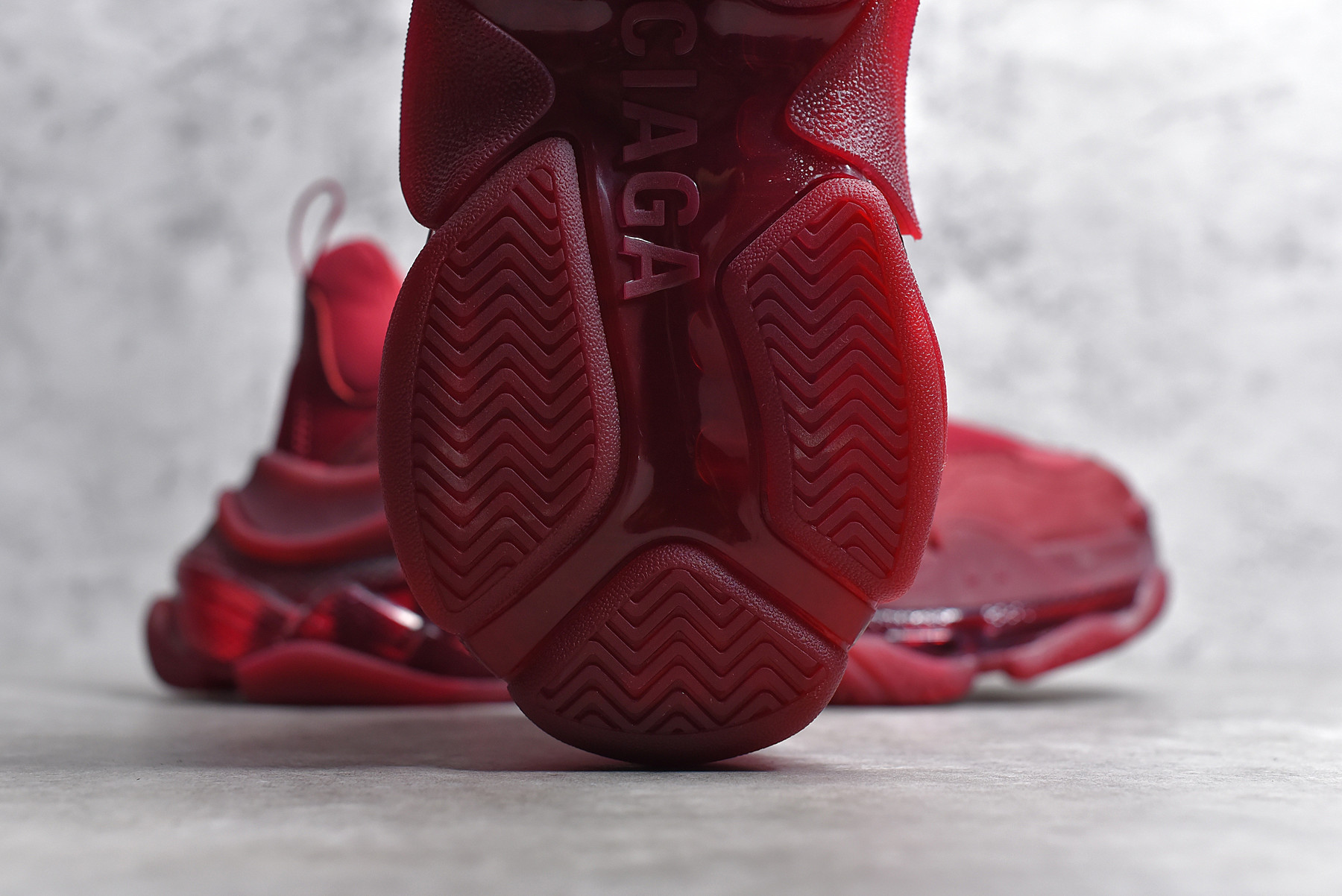 Balenciaga Triple S Clear Sole Burgundy Red
