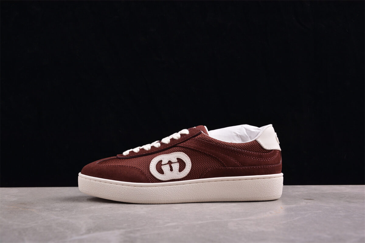 Gucci Burgundy Suede Mesh Sneakers