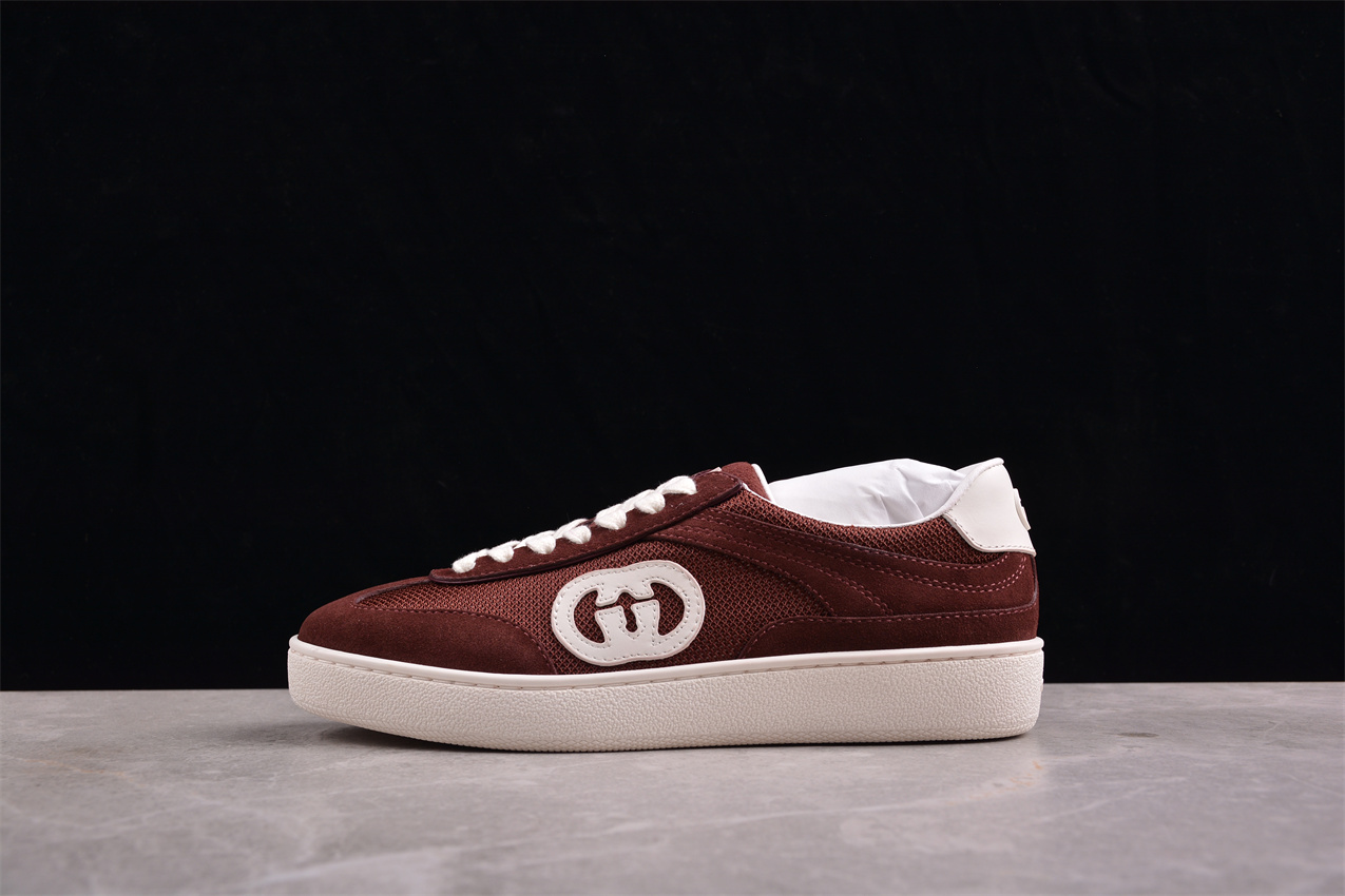 Gucci Burgundy Suede Mesh Sneakers