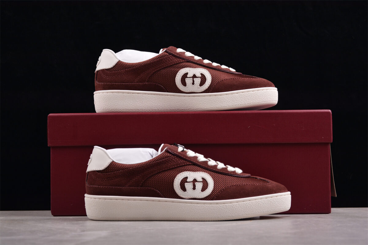 Gucci Burgundy Suede Mesh Sneakers