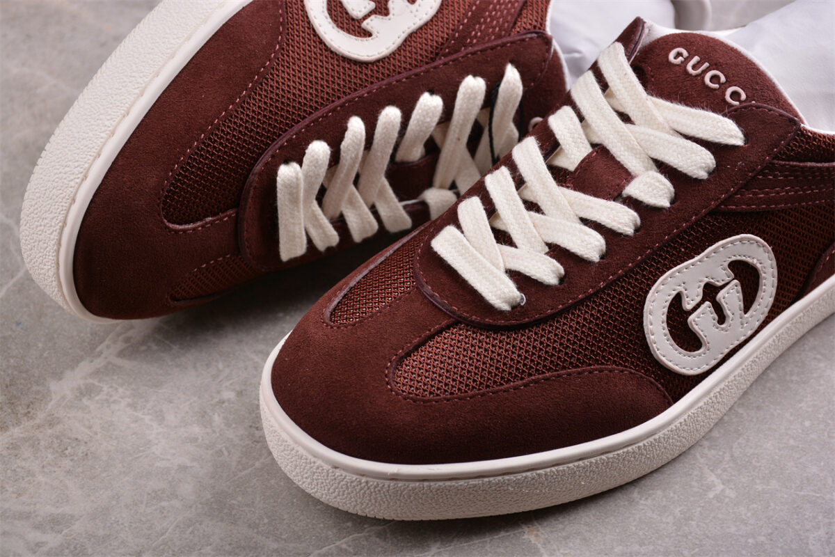 Gucci Burgundy Suede Mesh Sneakers