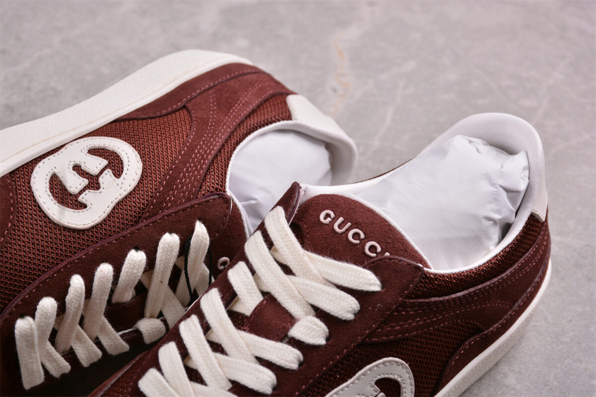 Gucci Burgundy Suede Mesh Sneakers