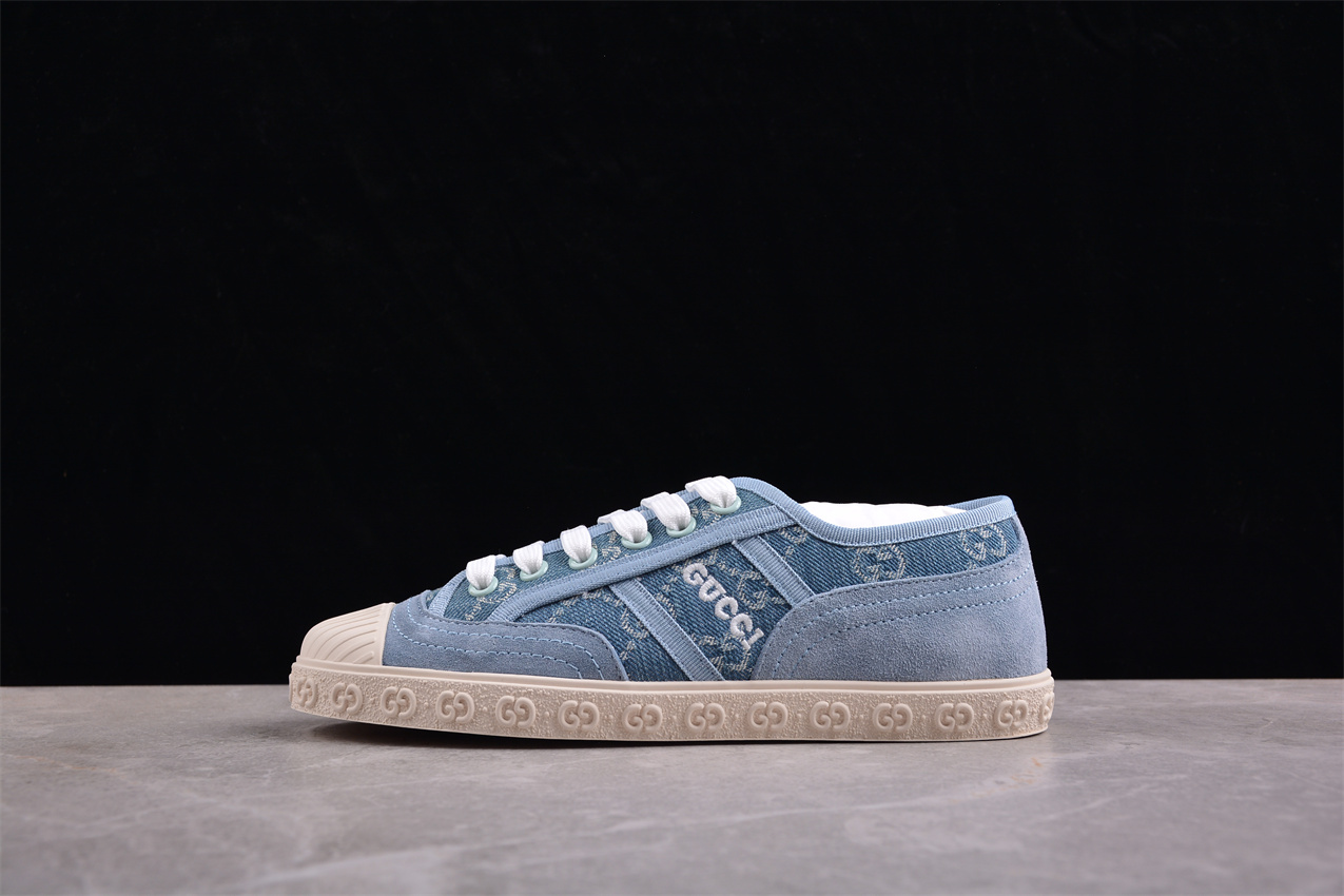 Gucci GG Canvas Blue Suede Sneaker