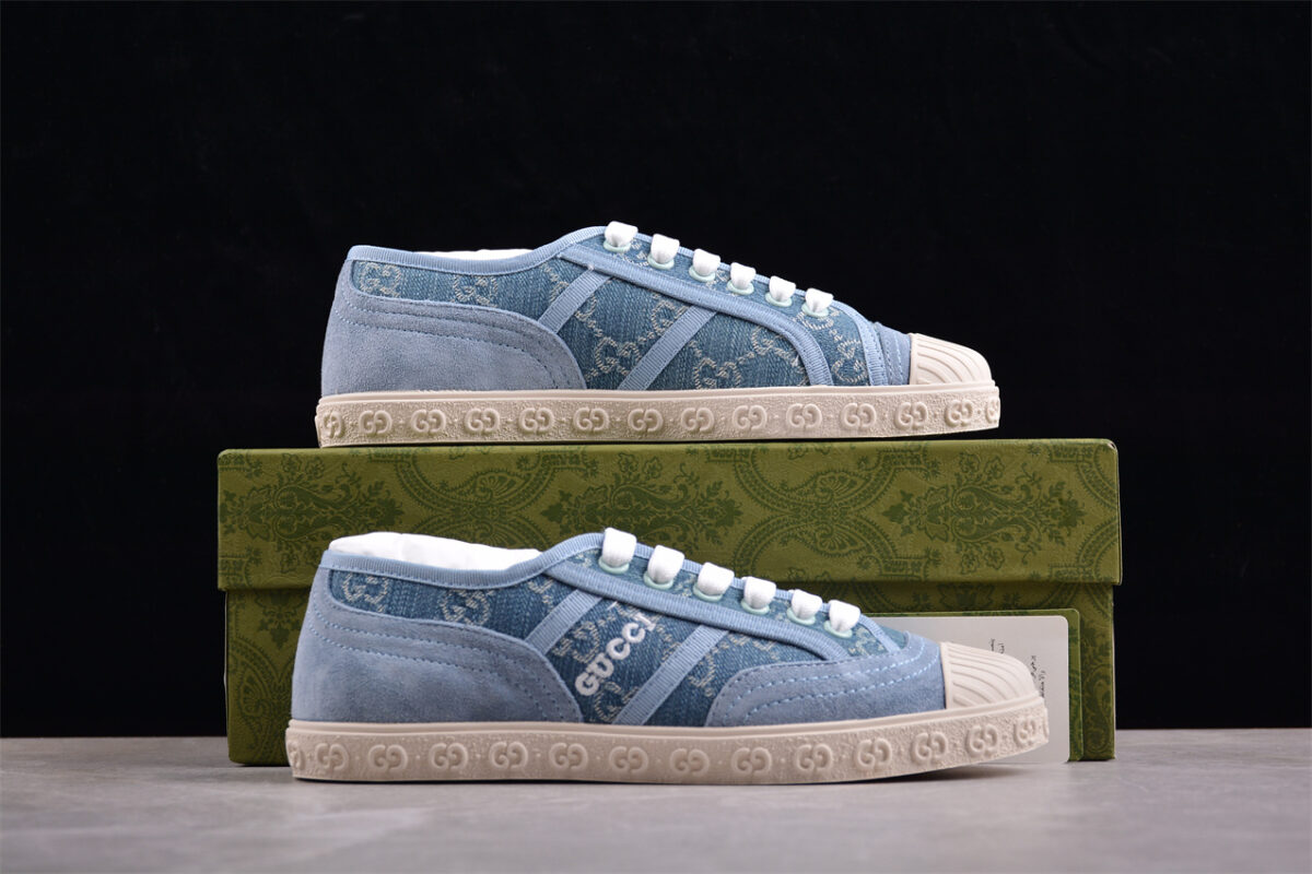 Gucci GG Canvas Blue Suede Sneaker
