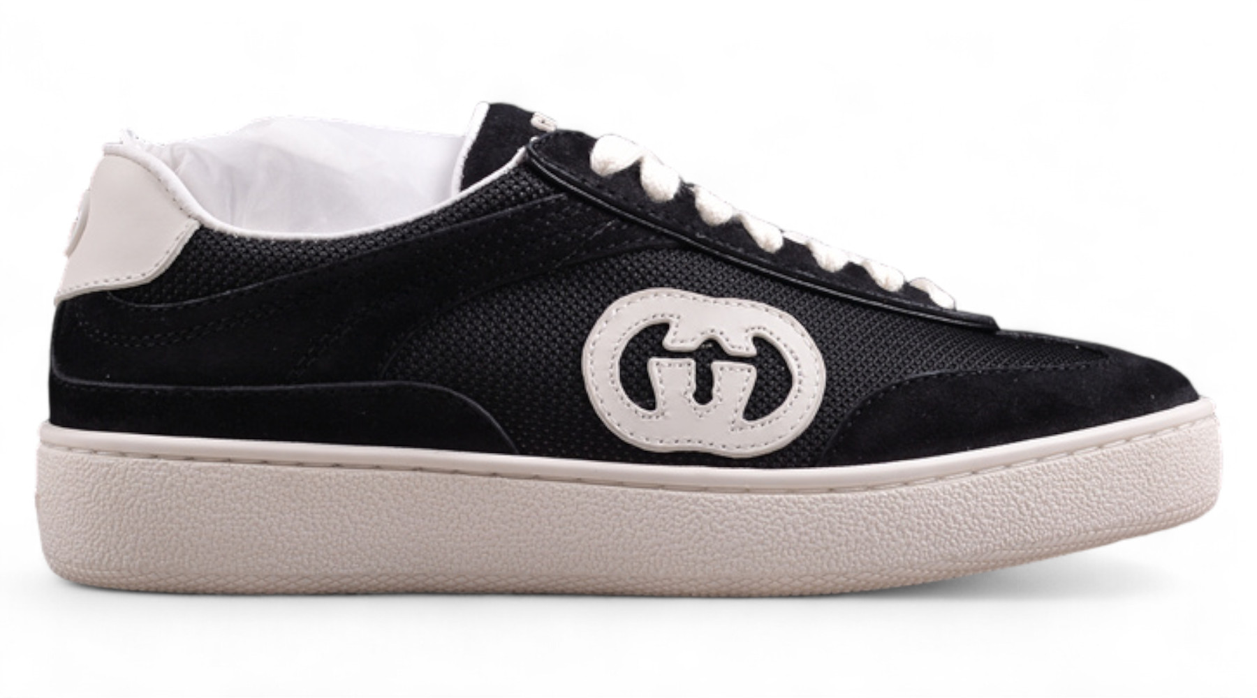 Gucci White Suede Mesh Sneakers