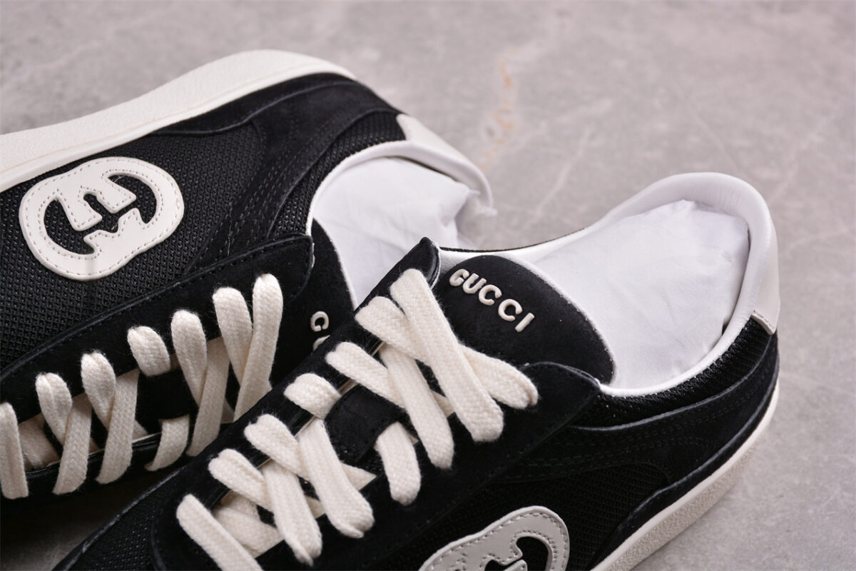 Gucci White Suede Mesh Sneakers
