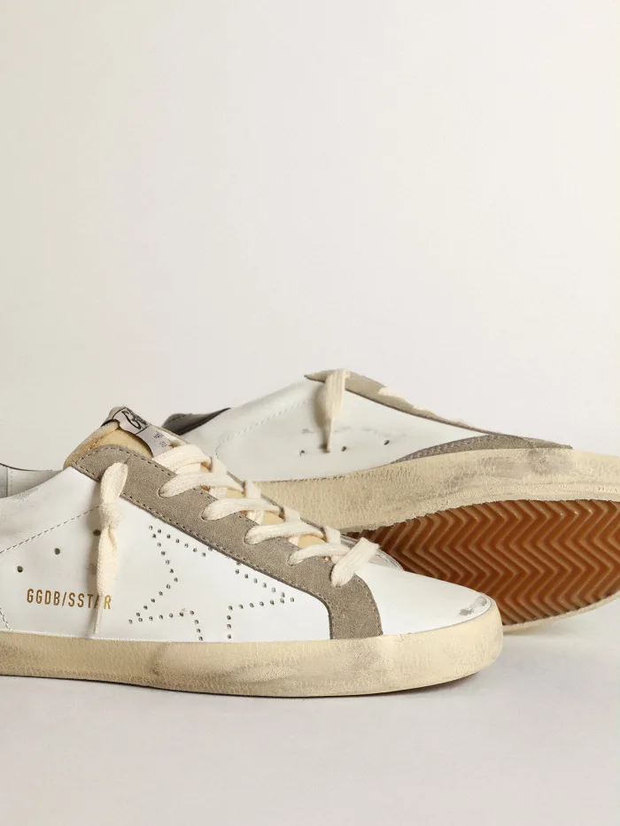 Super-Star sneakers with perforated star and glossy midnight-blue leather heel tab