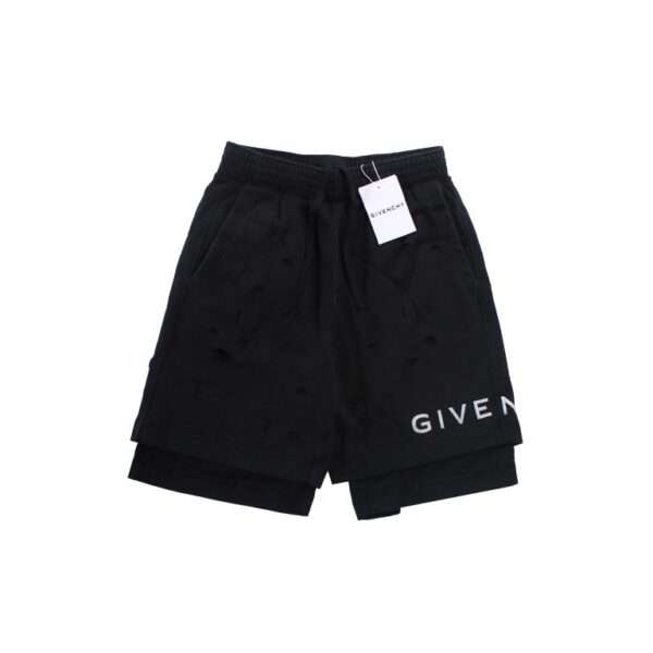 23SS Broken Holes Fake Two Pieces Short