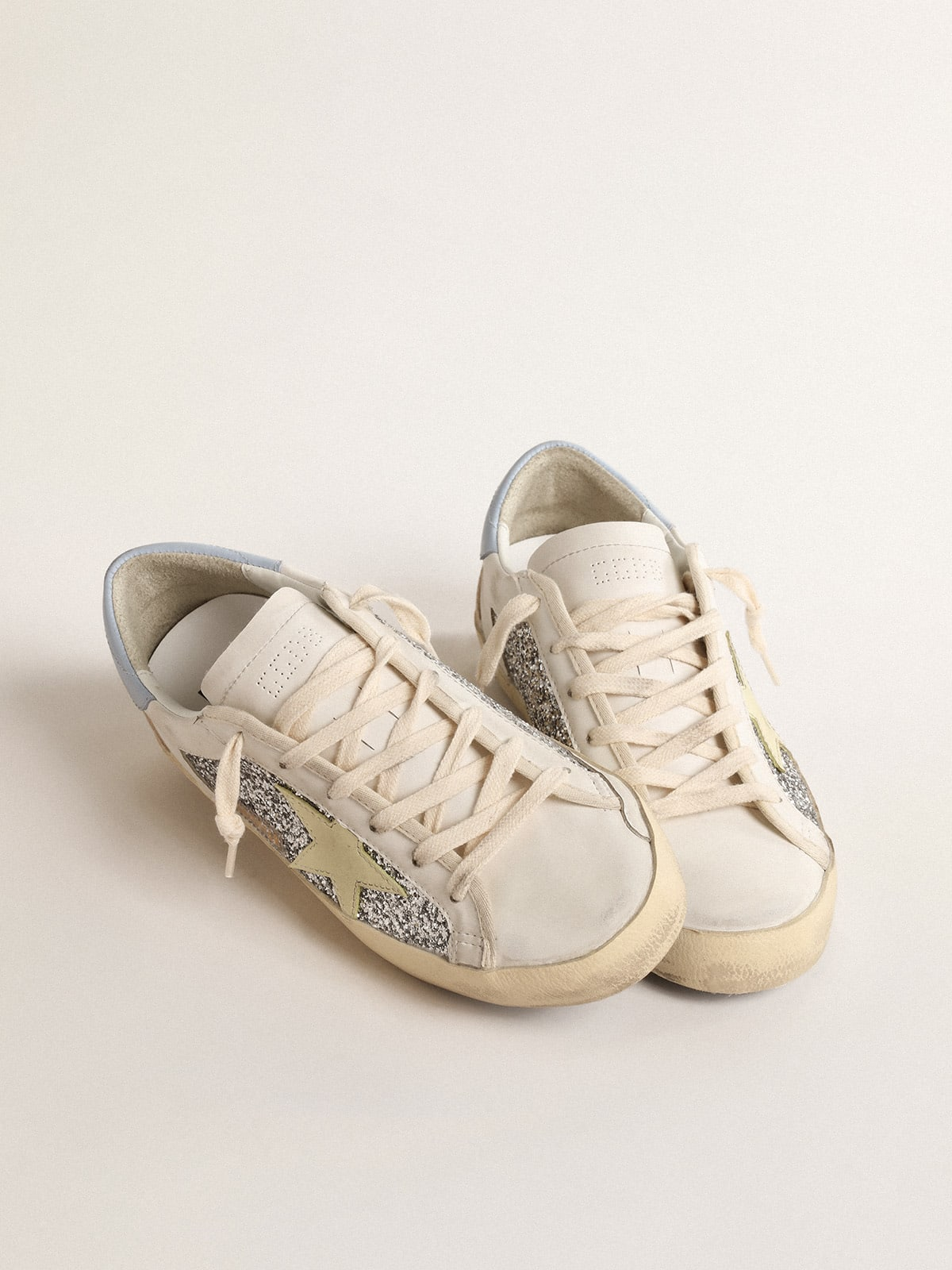 Bio-based Super-Star with silver glitter and yellow leather star
