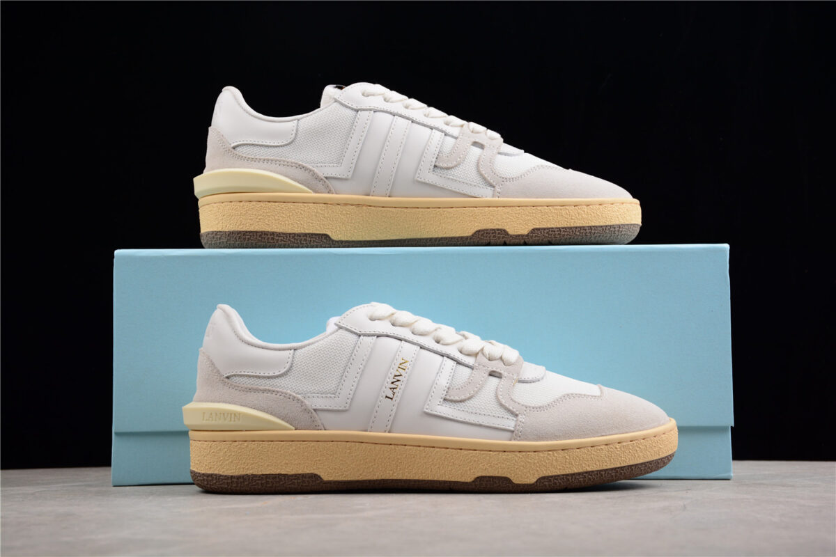 Lanvin - Low-Top Sneakers Mesh Clay Suede - white