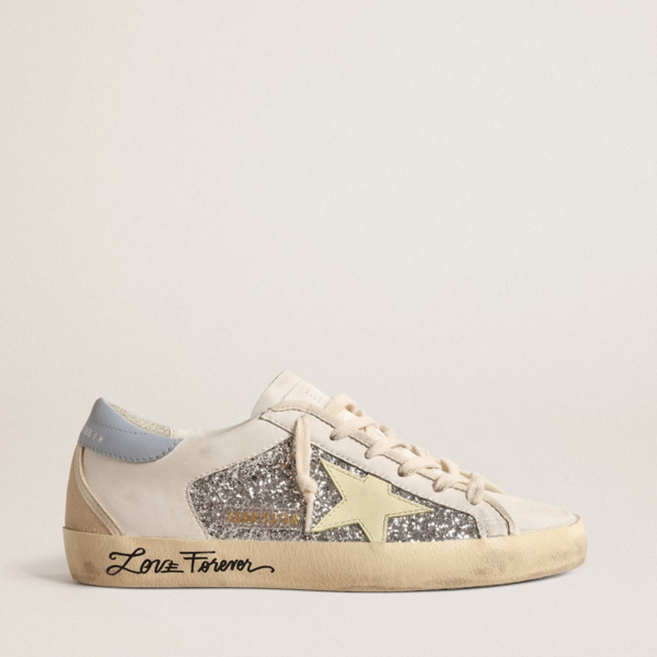 Bio-based Super-Star with silver glitter and yellow leather star