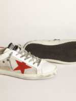White Superstar sneakers in leather with red star