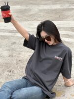 24ss Mottled Coca Cola Logo Wash Broken Holes T-Shirt