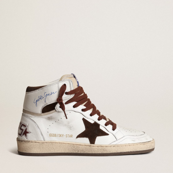 Sky-Star in white nappa leather with chocolate suede star