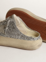 Space-Star Sabots in silver glitter with ice-gray suede star and tongue