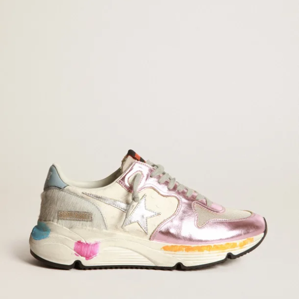 Running Sole sneakers in laminated pink with silver star