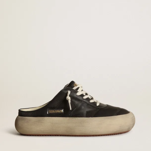 Space-Star Sabots in black nylon with black leather star