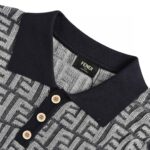 24ss Full FF Logo Jacquard Weave Knit Polo T-Shirt