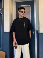 24ss Gold Thread Embroidery CD Logo T-Shirt