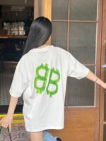 24ss Neon Green Hand Drawing Double B Logo T-Shirt