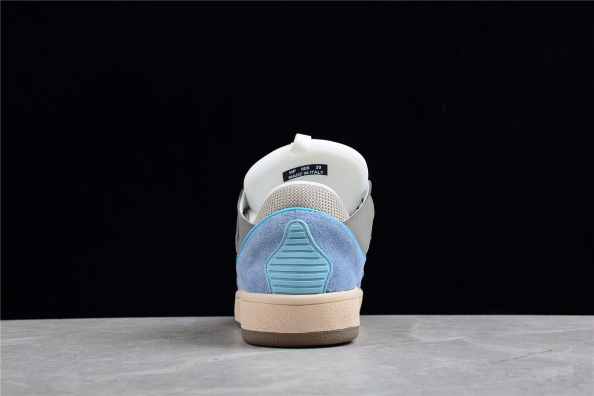 Lanvin Leather Curb Sneakers Blue Grey
