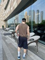 Dark Blue Jacquard Weave Denim Short
