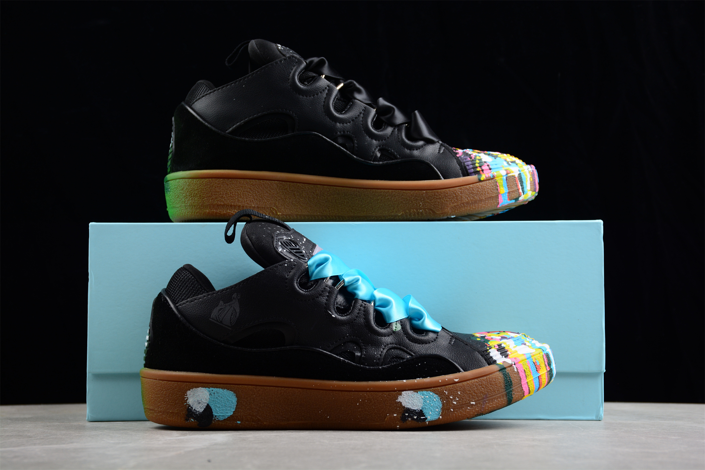 Lanvin Curb Black Gum Shoes Multicolor Color
