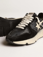 Running Sole sneakers in black nappa leather and suede with white leather star