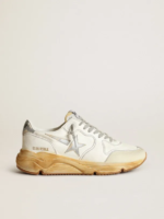 Running Sole sneakers with star and heel tab in leather with silver-colored digital print