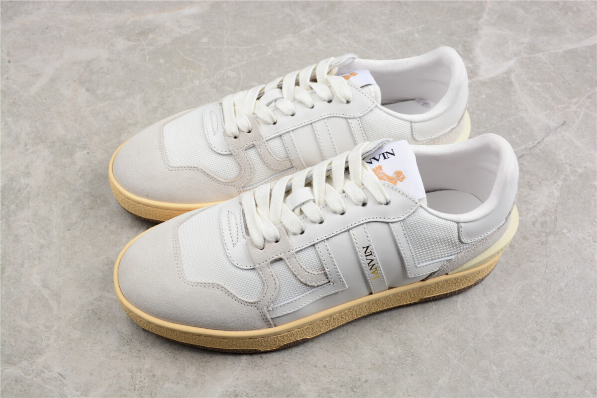Lanvin - Low-Top Sneakers Mesh Clay Suede - white