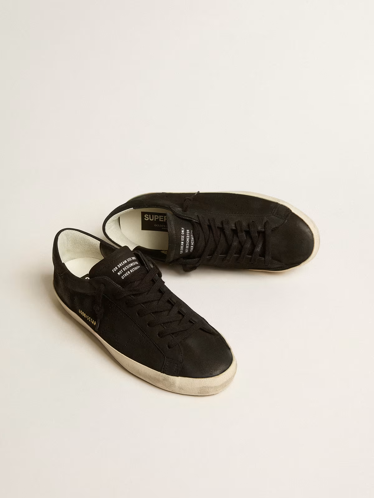 Super-Star in black nubuck with perforated star and black nubuck heel tab