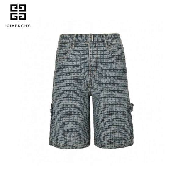 23ss 4G Full Logo Jacquard Weave Denim Short