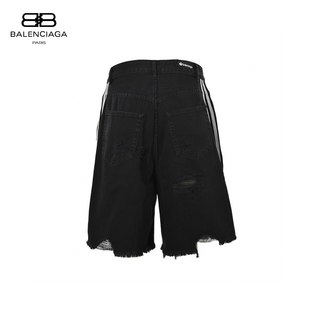 Three Lines Broken Holes Denim Short