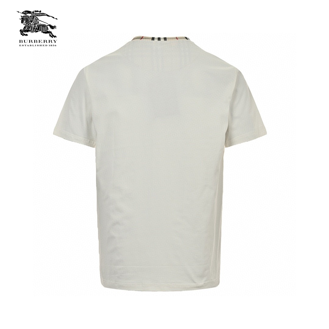 24ss Plaid Neckline Embroidery Logo T-Shirt