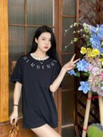 24ss Plaid Neckline Embroidery Logo T-Shirt
