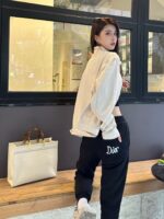23Fw Classic Series Black and White Embroidery Logo Pants
