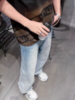 24ss Hand Drawing Gradual Change Color Double F Logo T-Shirt