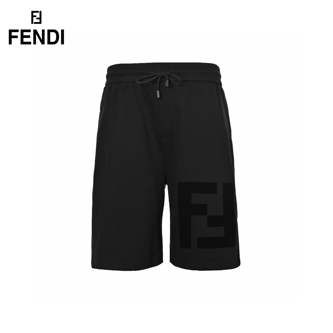 24ss Big Double F Logo Flocking Short