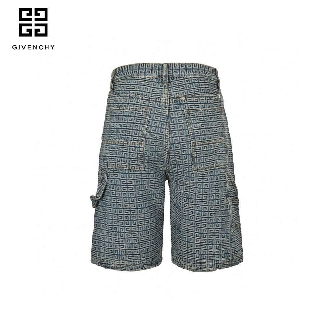 23ss 4G Full Logo Jacquard Weave Denim Short