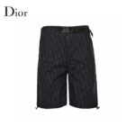 Dark Blue Jacquard Weave Denim Short