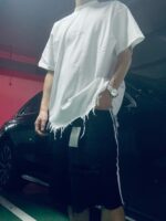 Three Lines Broken Holes Denim Short