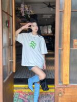 24ss Neon Green Hand Drawing Double B Logo T-Shirt