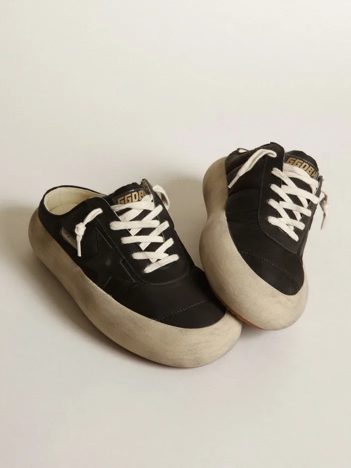Space-Star Sabots in black nylon with black leather star