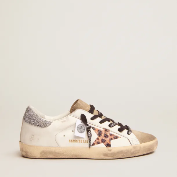 Super-Star LTD sneakers with leopard-print crystal star and silver-colored crystal heel tab
