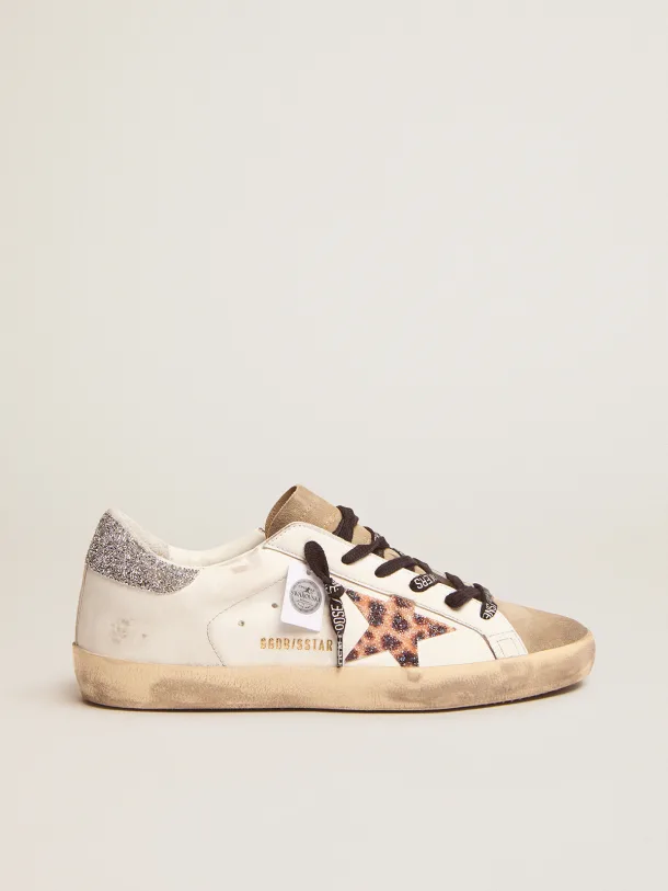 Super-Star LTD sneakers with leopard-print crystal star and silver-colored crystal heel tab