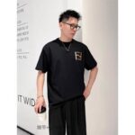 Embroidery Double F Joint Color T-Shirt