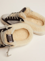 Super-Star Sabot in silver laminated leather with black star